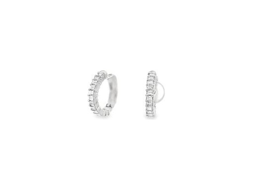 18K White Gold Ear Cuffs with Natural Baguette Diamonds